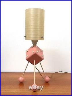 50s 60s original Atomic vintage retro Mid Century tripod Dice design table lamp