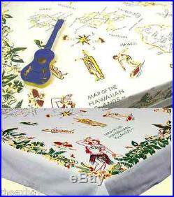 50s RETRO Vintage Style State Souvenir MID CENTURY Tablecloth HAWAII ISLANDS MAP