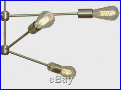 6 Arms Bulb New MID Century Modern Black Sputnik Brass Chandelier Light Fixture