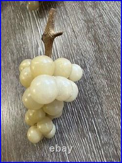 6 Bunch Vtg mid century Alabaster Soap Stone Marble Grapes Fruit MCM Driftwood