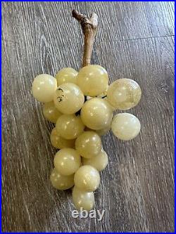 6 Bunch Vtg mid century Alabaster Soap Stone Marble Grapes Fruit MCM Driftwood
