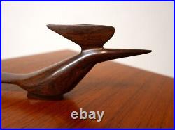 60's Danish Modern Style Solid Brazilian Rosewood Hand Sculpted Wood Roadrunner