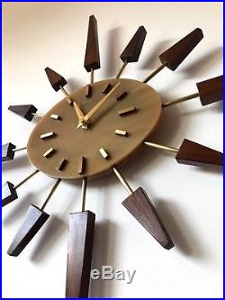 60s Superb Mid Century Vintage Retro Manley starburst sunburst wall clock