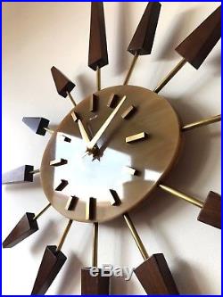 60s Superb Mid Century Vintage Retro Manley starburst sunburst wall clock