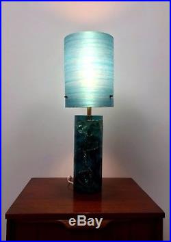60s rare vintage retro Mid Century crushed ice Shattaline style table lamp