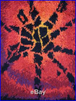 70's wool pile rug carpet orange red yellow vintage retro mid century design