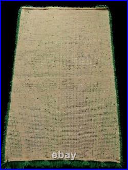 70s Pop Art Wall Hanging Carpet Rug Wool Blue Green Handmade Mid-Century Vintage