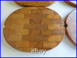 70s Set of 4 Teak Plates with Teak Stand DIGSMED Denmark 9 ½ x 3 ½ x ¾