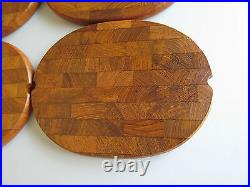 70s Set of 4 Teak Plates with Teak Stand DIGSMED Denmark 9 ½ x 3 ½ x ¾