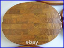 70s Set of 4 Teak Plates with Teak Stand DIGSMED Denmark 9 ½ x 3 ½ x ¾