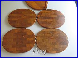 70s Set of 4 Teak Plates with Teak Stand DIGSMED Denmark 9 ½ x 3 ½ x ¾