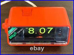 70s VINTAGE TOSHIBA Red Flip Alarm Clock TCM-953 Space Age Japan Mid-century NEW