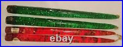 8 Mid Century Vintage Lucite Taper Candles-11.5-8-6-Lot-Green-Red-Copper-Gold