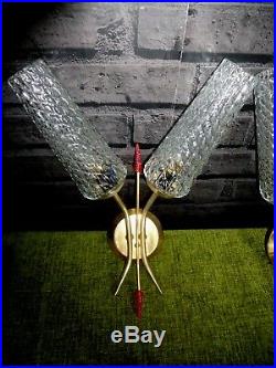 A PAIR OF VINTAGE FRENCH RETRO MID CENTURY 1960's DOUBLE WALL LIGHTS