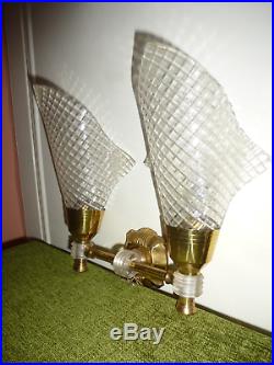 A Pair Of French Retro MID Century Double Light Wall Lights
