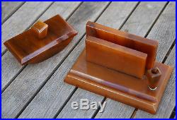 AMBER BAKELITE CATALIN Inkwell and other Marble Art deco, 1062 grams