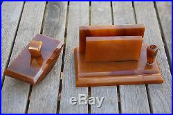 AMBER BAKELITE CATALIN Inkwell and other Marble Art deco, 1062 grams