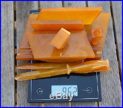 AMBER BAKELITE CATALIN Inkwell and other Marble Art deco, 962 grams