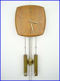 AMS German Vintage Design Mid Century TEAK 8 day Retro Wall Clock (Junghans era)