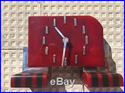 AN EXTREMLEY RARE ART DECO ANTIQUE CHERRY AMBER BAKELITE FATURAN CLOCK