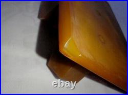 ANTIQUE ART DECO CATALIN / BAKELITE INKWELL DESK SET 720 grams. MARBLE yellow
