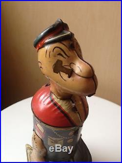 ANTIQUE MARX POPEYE CARRYING PARROTS TIN LITHO WIND UP WALKER 1930'S
