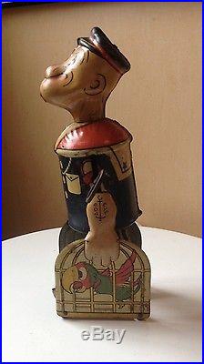 ANTIQUE MARX POPEYE CARRYING PARROTS TIN LITHO WIND UP WALKER 1930'S