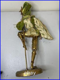 ARP Mid Century Hollywood Regency Pixie Elf Gilded Figurines In Velvet For Parts
