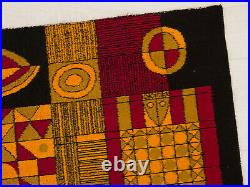 Abstract-geometric mid century wall art, Modernist textile tapestry from 60s