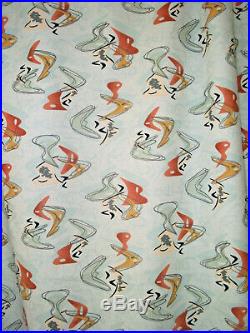 Abstract mid century modern retro vtg boomerang fabric curtains drapery panels