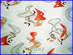 Abstract mid century modern retro vtg boomerang fabric curtains drapery panels