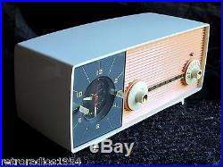 Admiral clock Radio Atomic Original obscure Cream & Salmon color working m-284