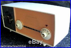 Admiral clock Radio Atomic Original obscure Cream & Salmon color working m-284
