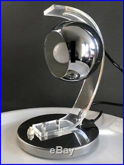 Amazing MID Century Modernism Chrome Eyeball Guzzini Meblo Lamp Table Bedside