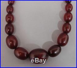 Antique Authentic 1920s Graduated Cherry Bakelite Beaded Necklace, NR