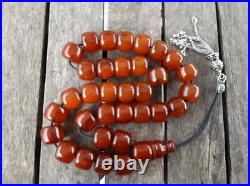 Antique German Faturan Rosary Islamic Prayer 33 Beads Misbaha Red 107.3gr 1960's