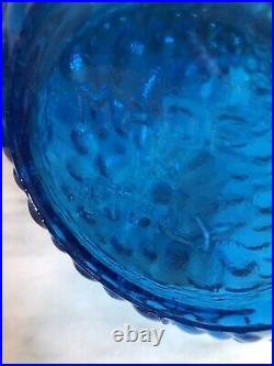 Antique Mid Century Genie Bottle Decanter Stopper Glass blue Empoli