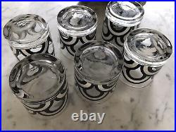 Antique Mid Century Low Ball glass glasses drinkware Colony Glass black white 6