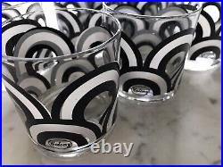 Antique Mid Century Low Ball glass glasses drinkware Colony Glass black white 6