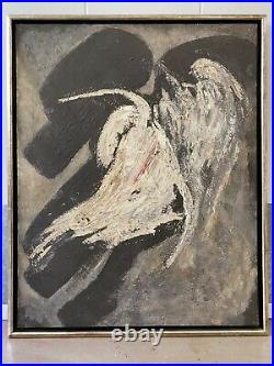Antique Mid Century Modern Abstract Expressionist Oil Painting, 1950's