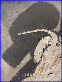 Antique Mid Century Modern Abstract Expressionist Oil Painting, 1950's