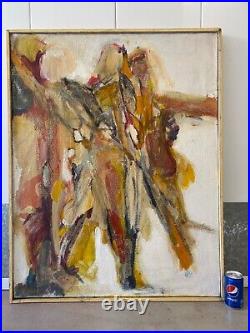Antique Mid Century Modern California Abstract Oil Painting Klein, 1960s