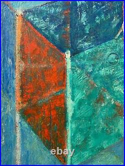 Antique Mid Century Modern California Cubist Abstract Oil Painting West'57