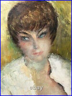 Antique Mid Century Modern French Impressionist Nude Woman Oil Painting 1960