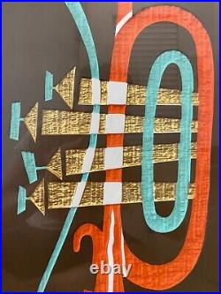 Antique Vintage Mid Century Modern Abstract Cubist Music Paintings (2), 1950s