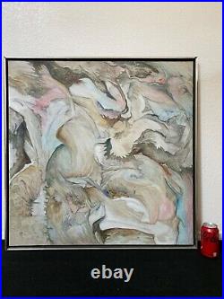 Antique Vintage Mid Century Modern Abstract Expressionist Oil Painting