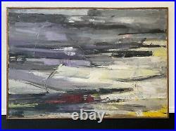 Antique Vintage Mid Century Modern Abstract Expressionist Oil Painting, 1950s