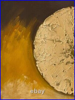 Antique Vintage Mid Century Modern Abstract Oil Painting, Eclipse 1960s, HUGE