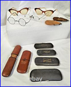 Antique Vintage Mid Century Retro Glasses Spectacles & Cases Collection AF