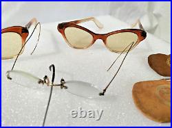 Antique Vintage Mid Century Retro Glasses Spectacles & Cases Collection AF